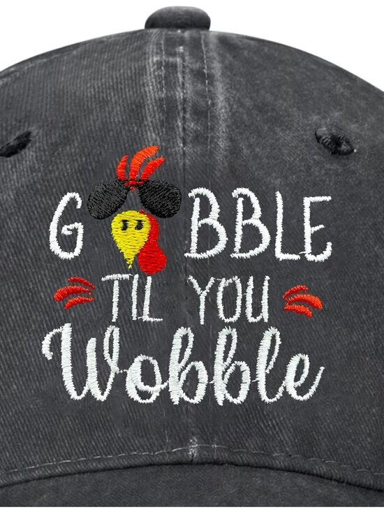 Women\'s Embroidery Adjustable Washed Distressed Trucker Hat Thanksgiving Turkey main image 4